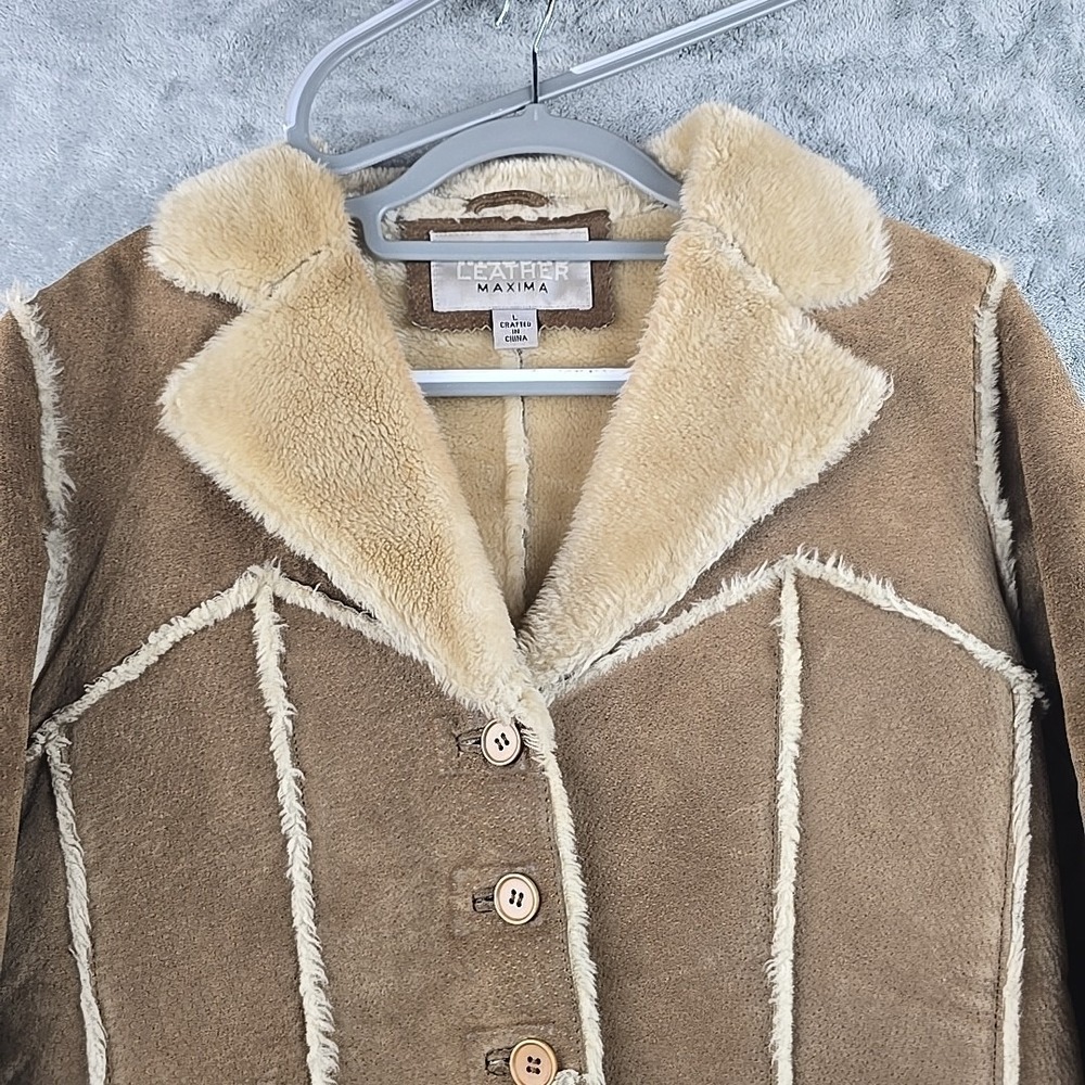 Wilsons Leather Jacket Womens Large Brown Faux Fur Trim Penny Lane Style Y2k - Picture 4 of 12